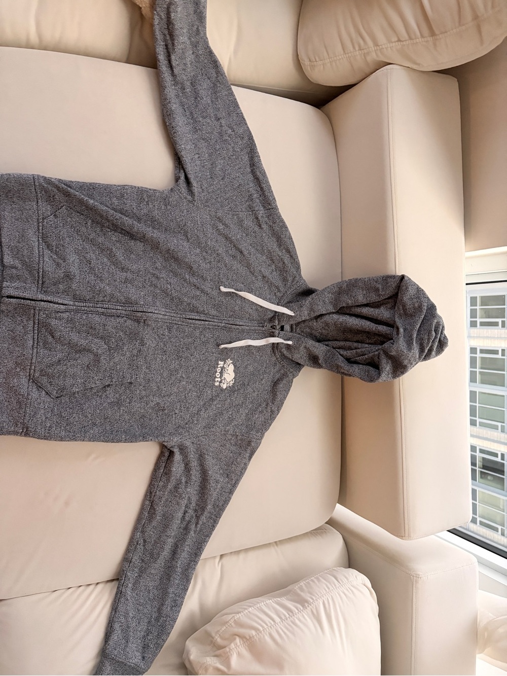 Roots Gray Hooded Zip-Up Sweatshirt